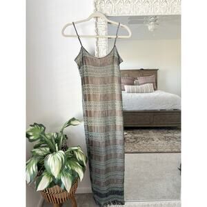 Vintage Shimmery Fringe Midi Maxi Dress